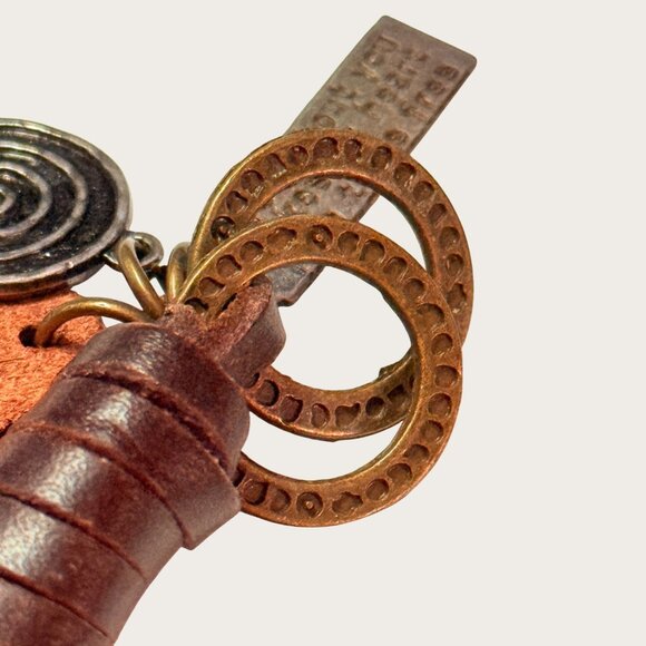 Crucifix Keychain Keyring Leather Accent Inspirational Engraving Religious - Picture 4 of 5